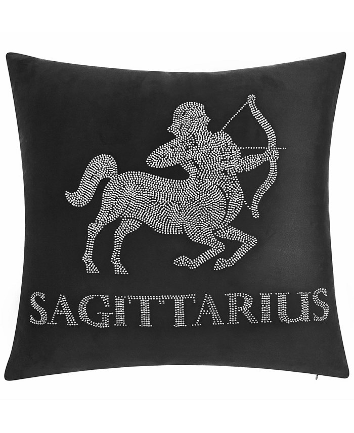 Edie@Home Velvet Beaded 'Sagittarius' Decorative Pillow， 18