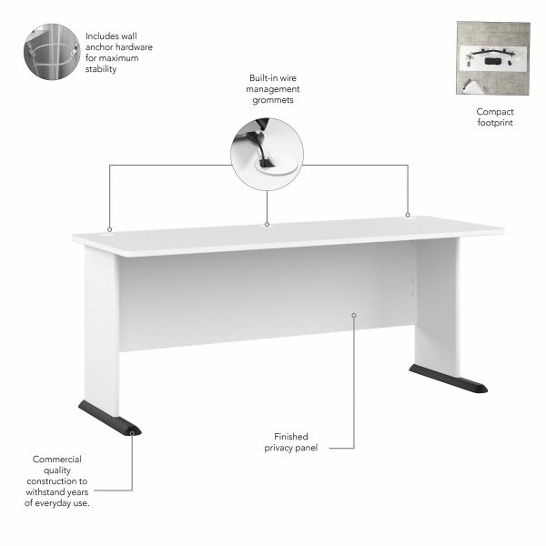 Bush Business Furniture Studio A 72W Computer Desk in White