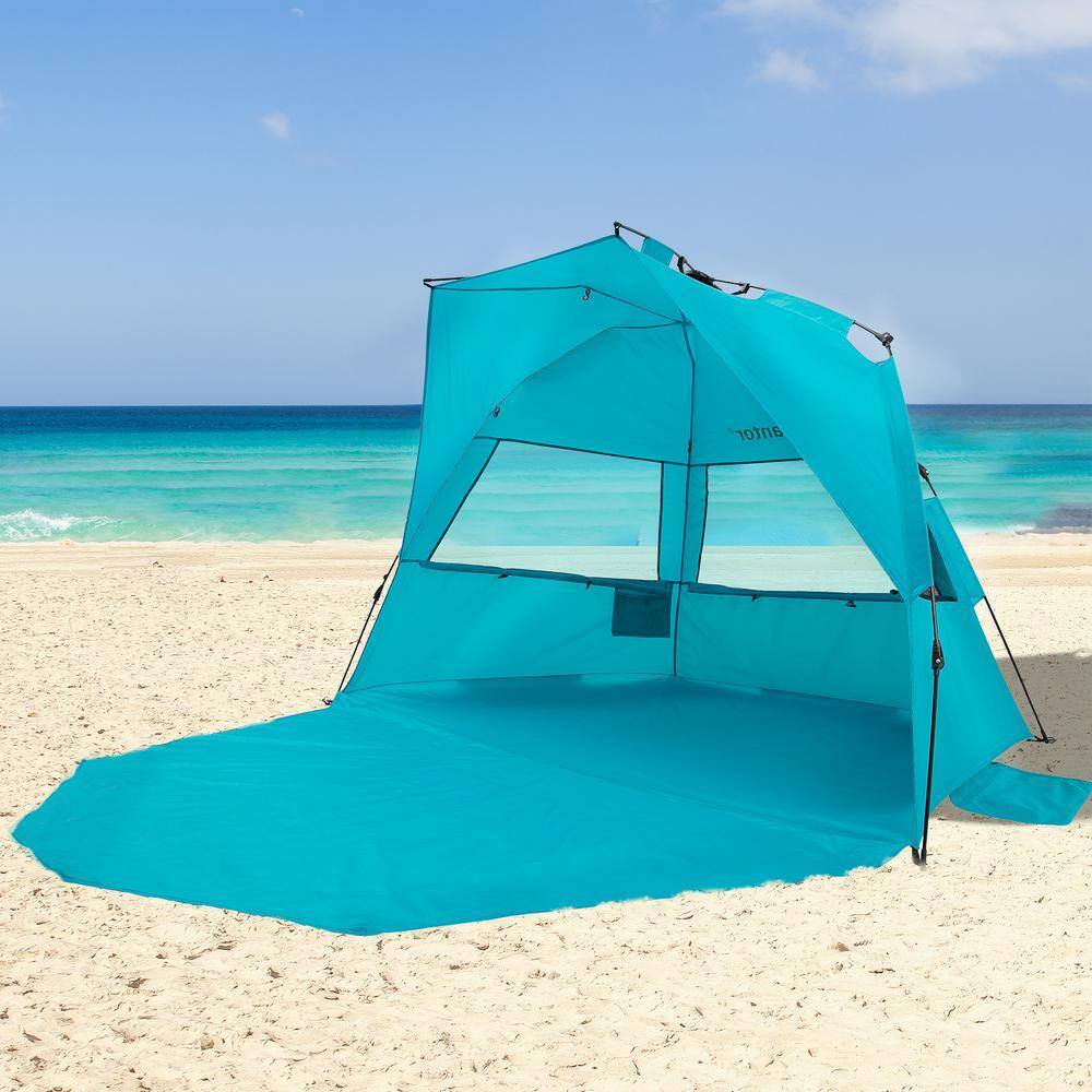 Alvantor TEAL PLUS 96 in. x 102 in. x 52 in. Instant Pop Up Portable Beach Tent Outdoor Sun Shelter Cabana UPF 50+ Carry Bag 7011