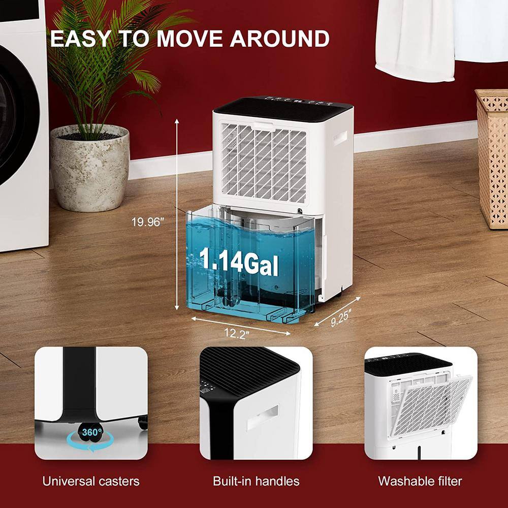 45. pt. 3500 sq. ft. Dehumidifier in White with Smart Dry for Bedroom Basement or Damp Rooms up to ENERGY STAR W-SPU-080