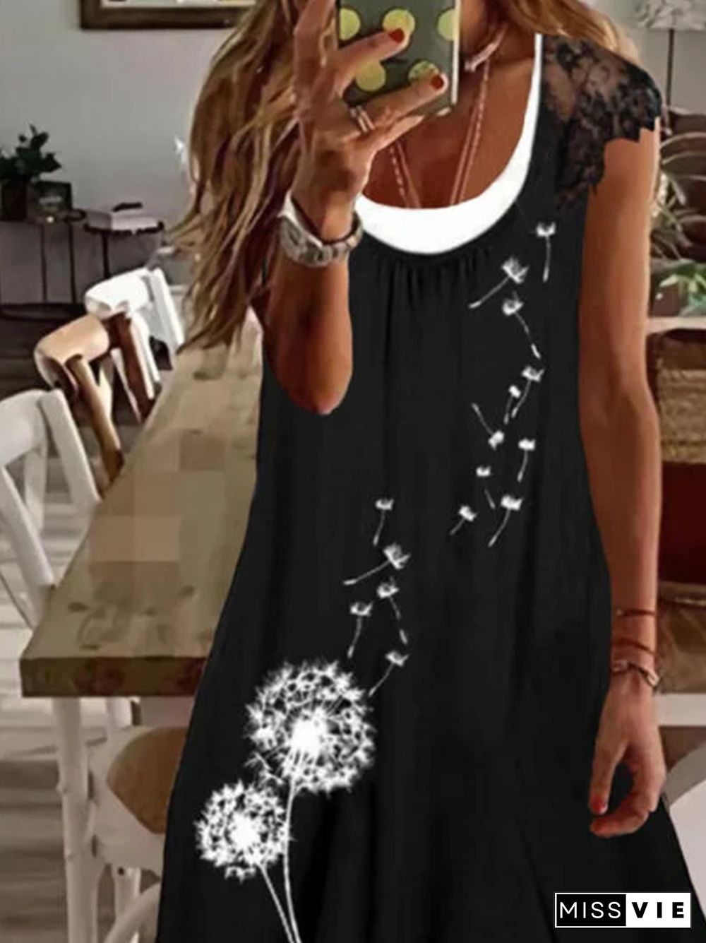 Dandelion Crew Neck Short Sleeve Casual Knit Dress