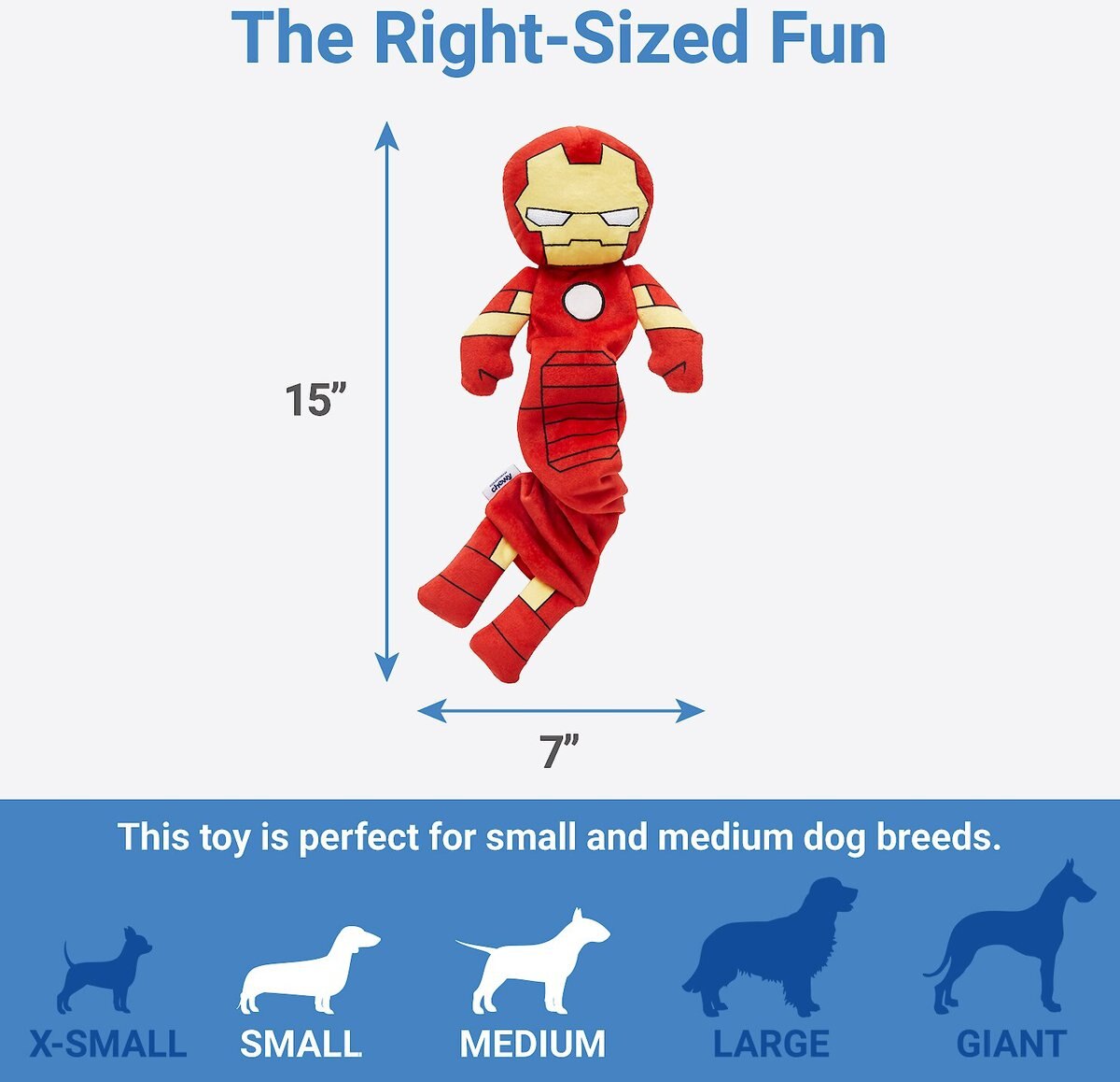 Marvel 's Ironman Bungee Plush Squeaky Dog Toy