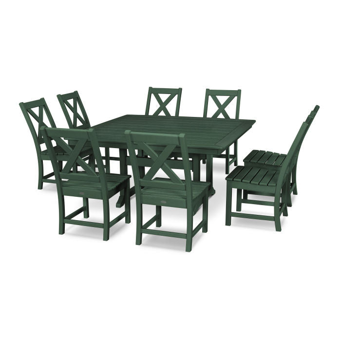 Polywood Braxton 9-Piece Nautical Trestle Dining Set PWS506-1