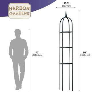 Harbor Gardens 96 in. H Black Metal Garden Obelisk Trellis R352HG