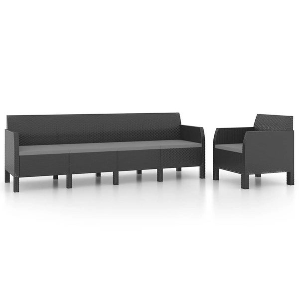 2 Piece Patio Lounge Set with Cushions PP Rattan Anthracite - Overstock - 36363348