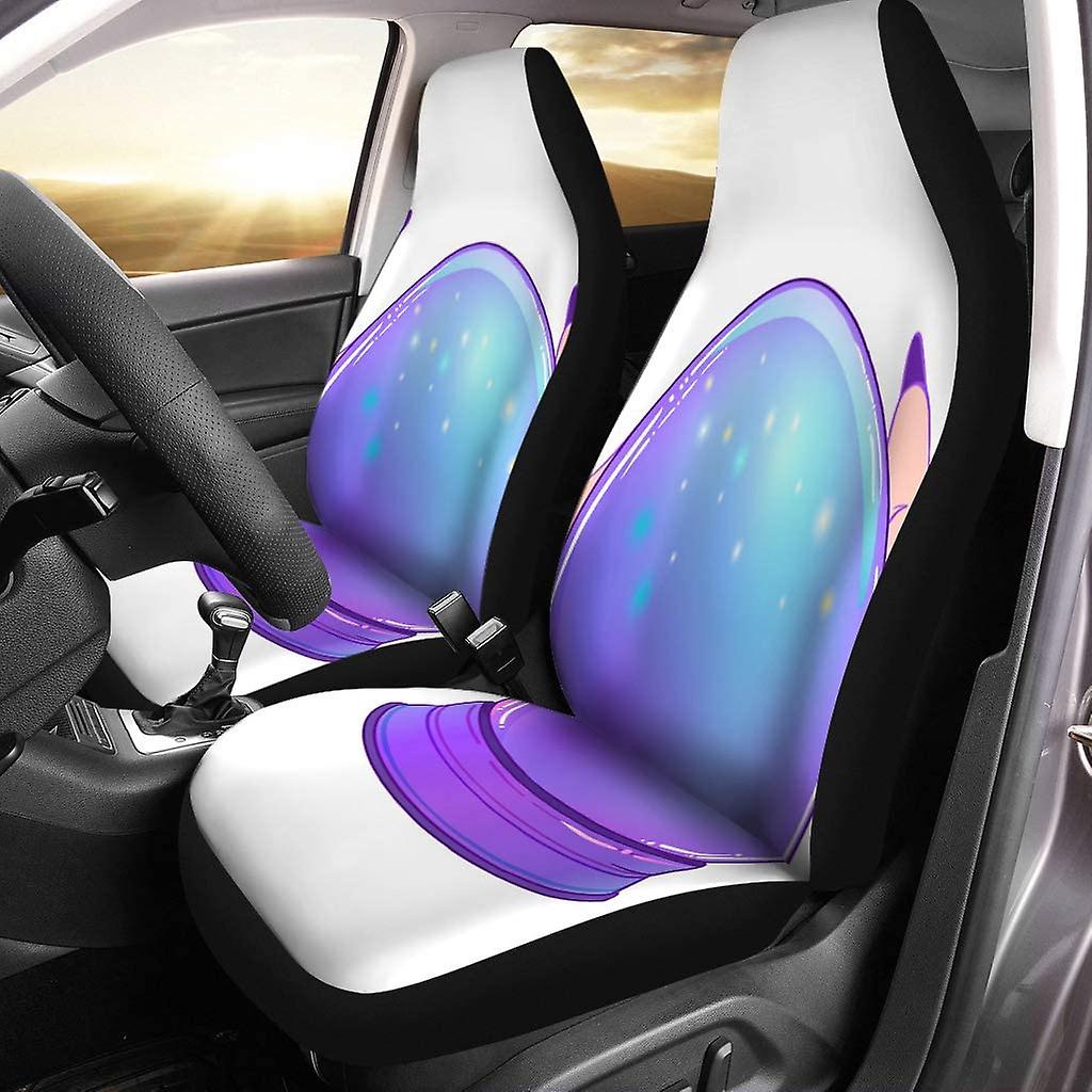 Set Of 2 Car Seat Covers Cartoon Rainbow Ice Cream Universal Auto Front Seats Protector Fits For Car，suv Sedan，truck