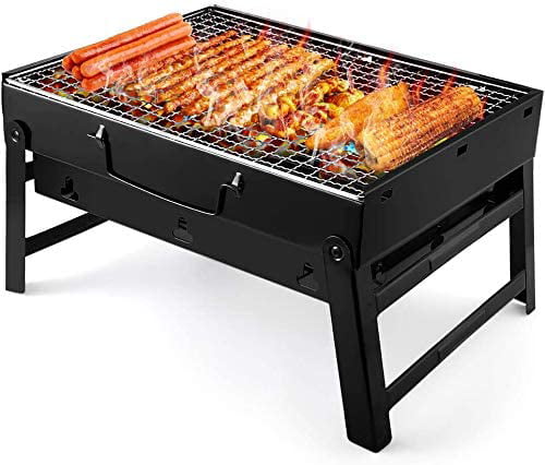 Charcoal Grills Barbecue Portable BBQ Stainless Steel Folding Grill Tabletop Outdoor Smoker BBQ for Picnic Garden Terrace Camping Travel