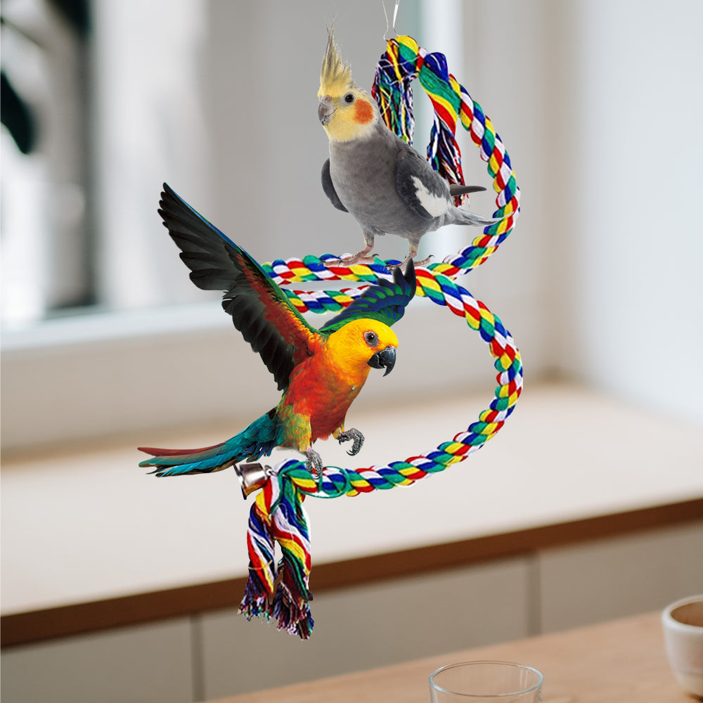 Bird Perch Stand Bird Rope Perch Bird Toys 3 Pcs for Parakeets Cockatiels， Conures， Macaws， Lovebirds， Finches