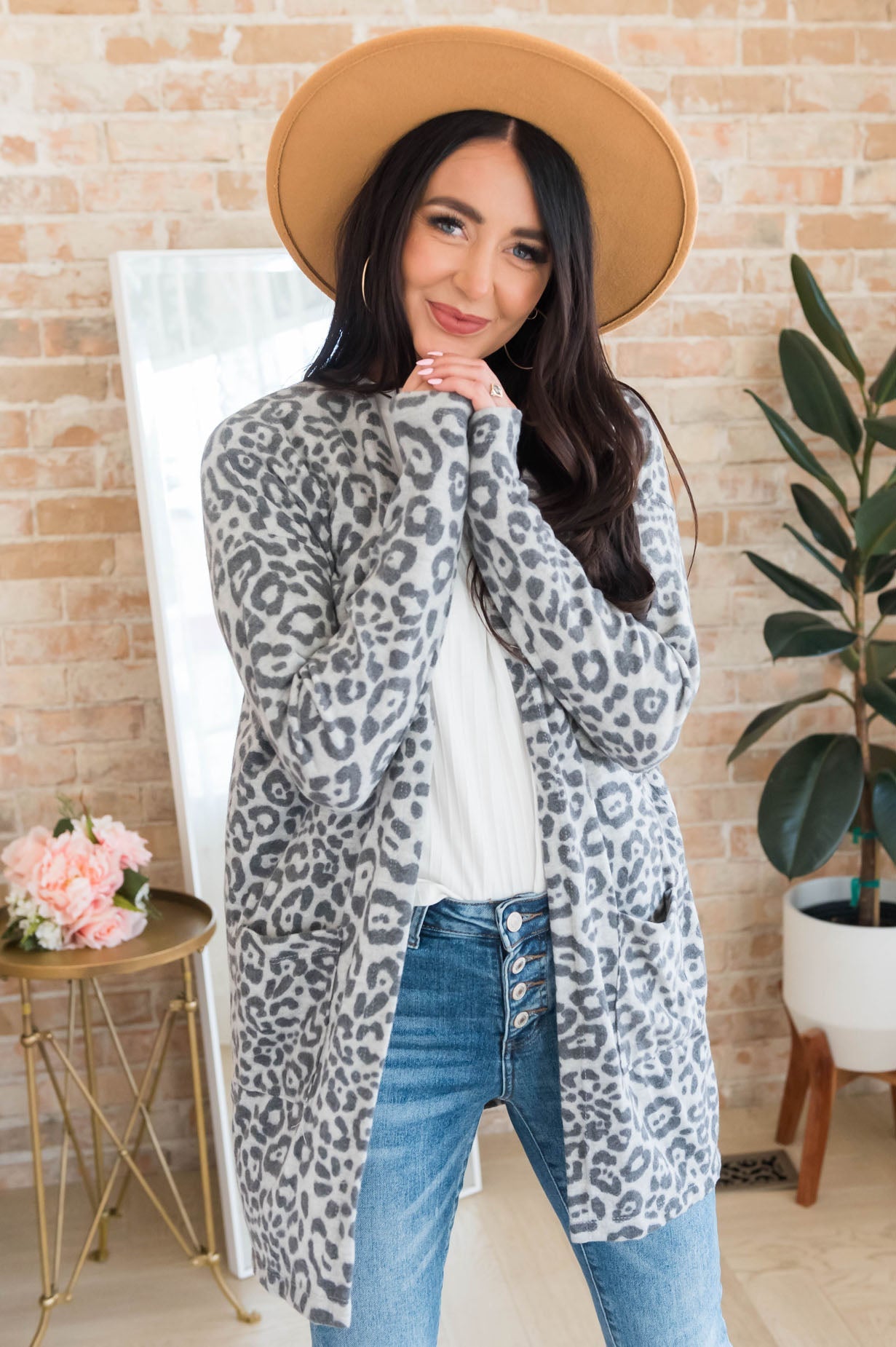 Leopard Galore Front Pocket Modest Cardigan