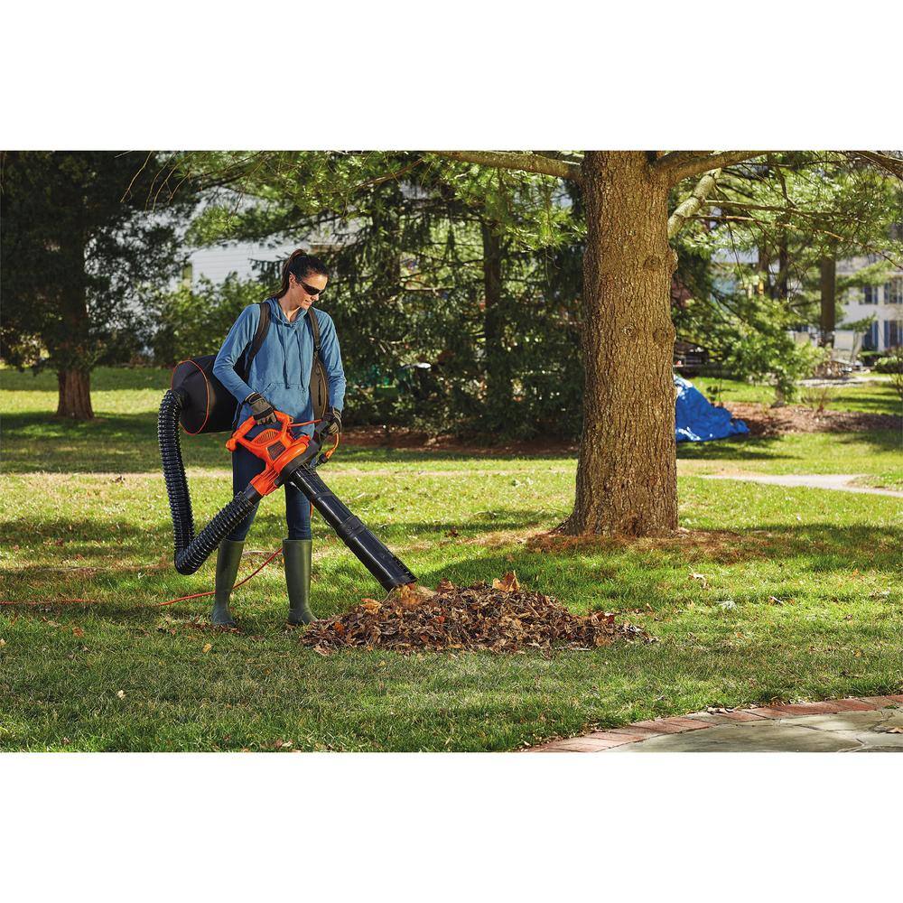 BLACK+DECKER 12 AMP 250 MPH 400 CFM Corded Electric 3-In-1 Backpack Leaf Blower Vacuum  Mulcher BEBL7000