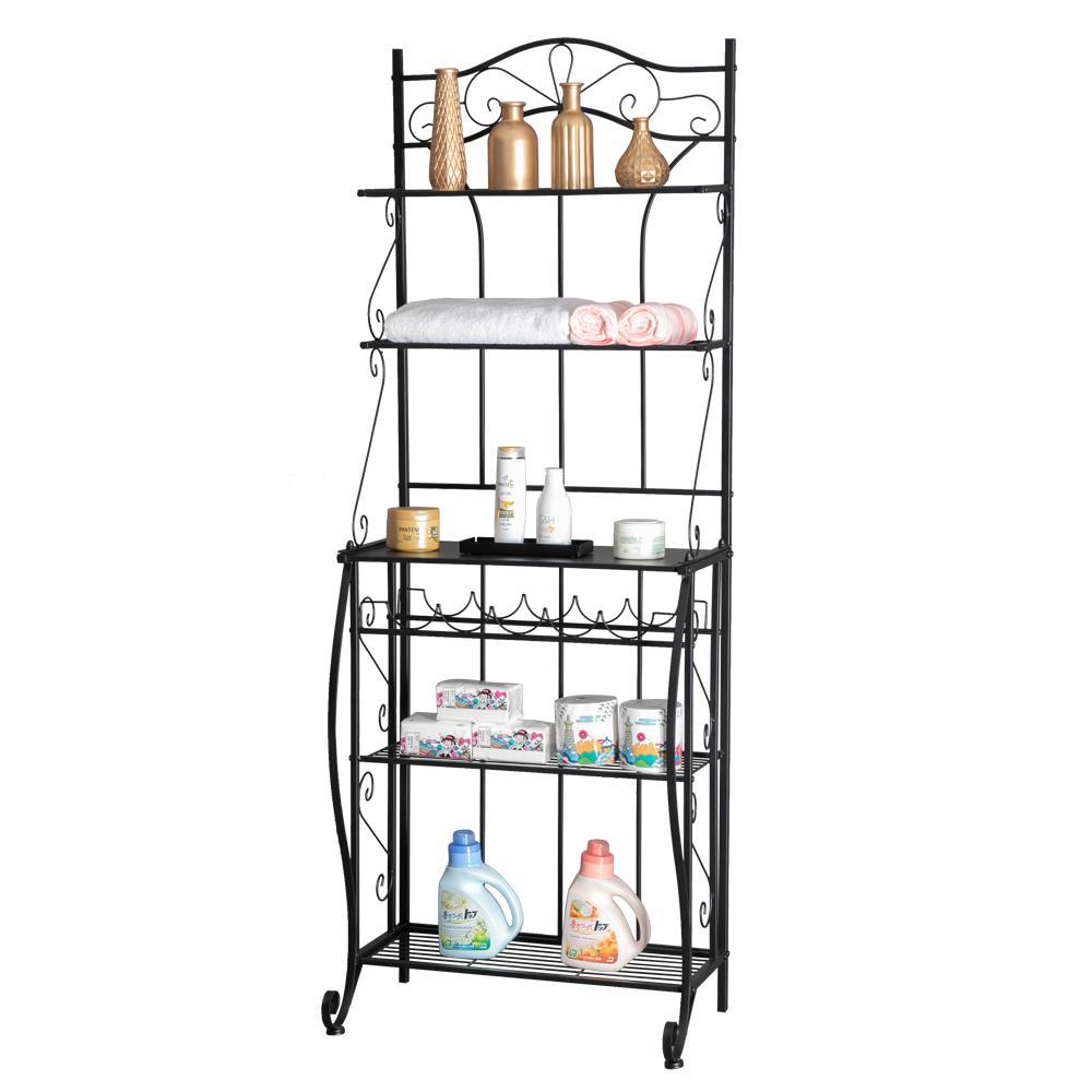 GoDecor 5-Tier Metal Kitchen Storage Shelving Baker's Rack，Black