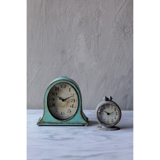 X 8 5 quot Metal Mantel Clock Aqua Storied Home