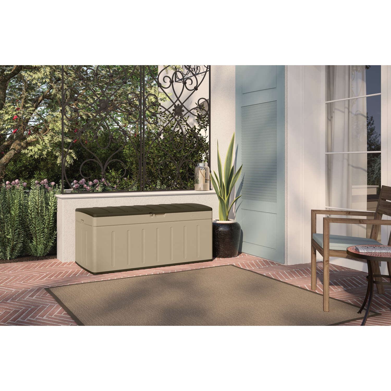 Suncast 52 in. W X 27 in. D Beige Plastic Deck Box 99 gal