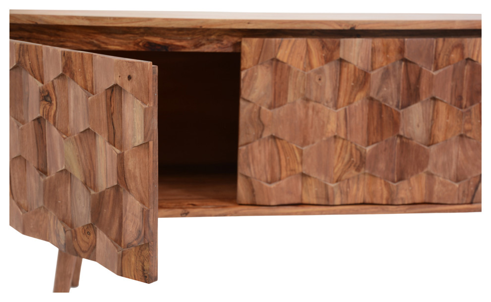 Mid   Century Modern O2 Tv Cabinet Brown   Natural   Midcentury   Entertainment Centers And Tv Stands   by First of a Kind USA Inc  Houzz