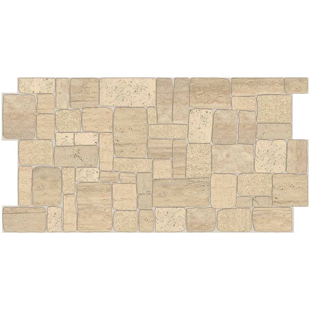 Dundee Deco 3D Falkirk Retro 1100 in. x 39 in. x 20 in. Light Beige Faux Limestone PVC Decorative Wall Paneling (10-Pack) GRHDTP10009507-10