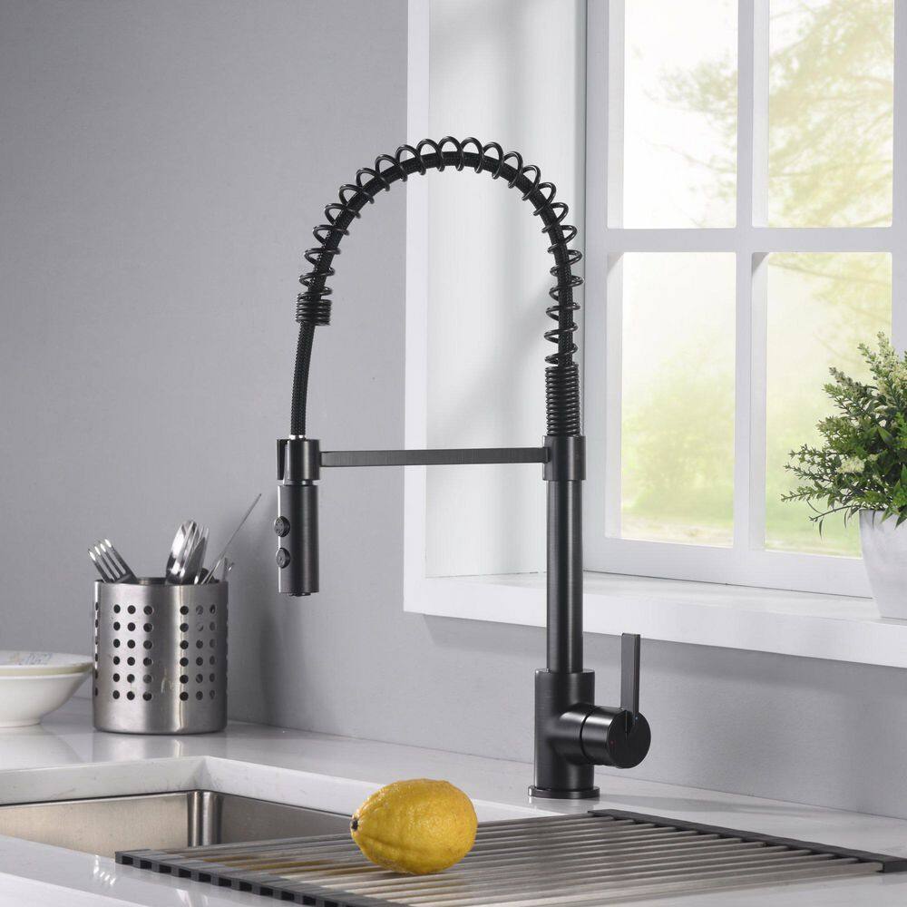 Ultra Faucets Euro Spring Single-Handle Pull-Down Sprayer Kitchen Faucet wAccessories Rust and Spot Resist in Oil Rubbed Bronze UF17405