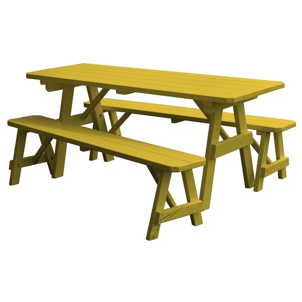 Pine 6' Traditional Picnic Table with 2 Benches