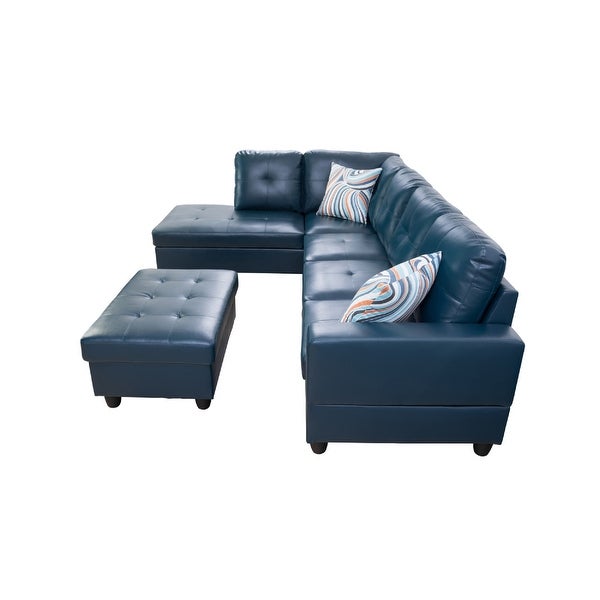 3-Pieces Sectional Sofa Set，Left Facing Denim(09518A)