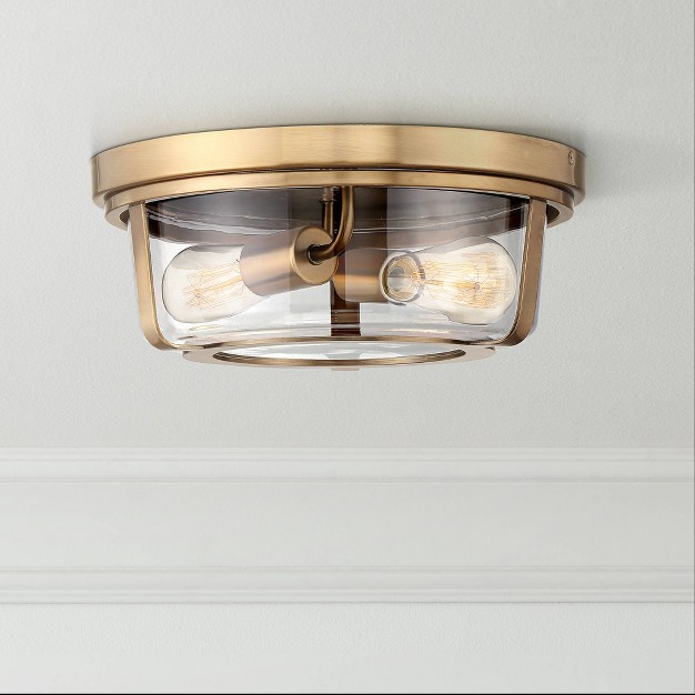 Wide Warm Brass 2 light Clear Glass For Bedroom Living Room Bathroom Hallway