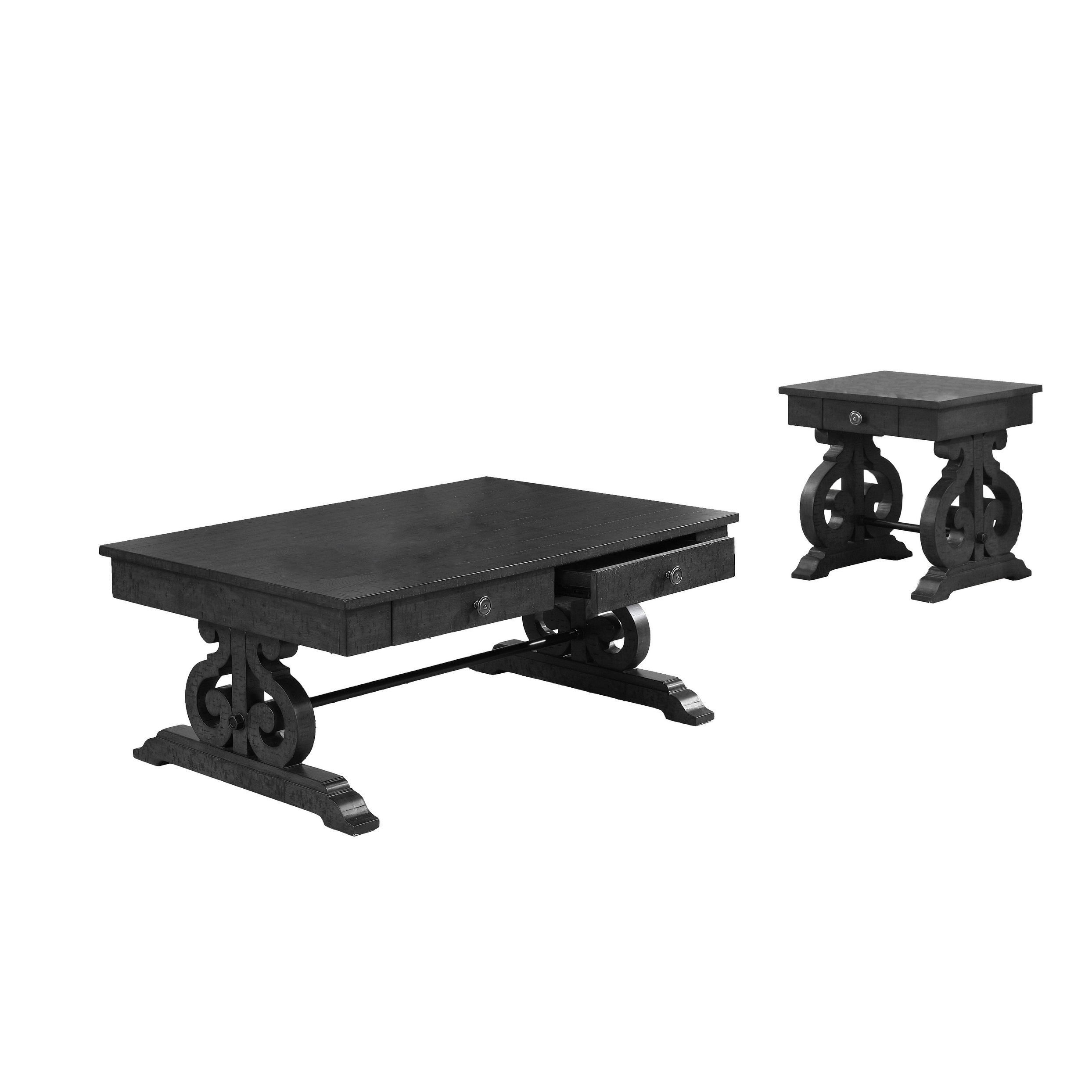 Best Quality Furniture 2-Piece Dark Grey Coffee Table Set - Coffee Table + End Table