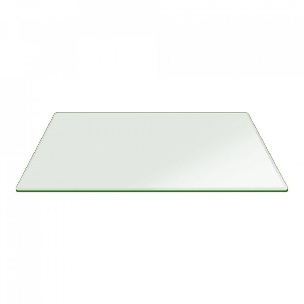 Fab Glass and Mirror 24 in. x 48 in. Clear Rectangle Glass Table Top 12 in. Thick Beveled Edge Polished Tempered Radius Corners 24x48RECT12THBE