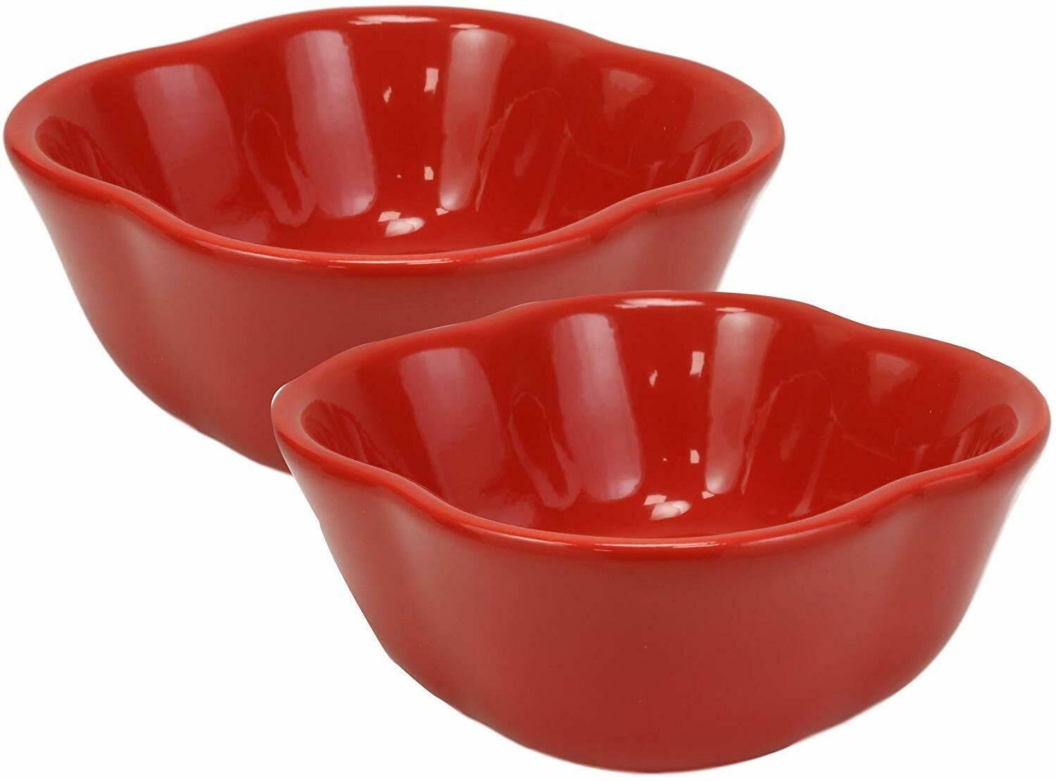 1 Ceramic Red Bell Pepper Vegetable 12oz Bowl Condiments Container Set Of 2 EBR02