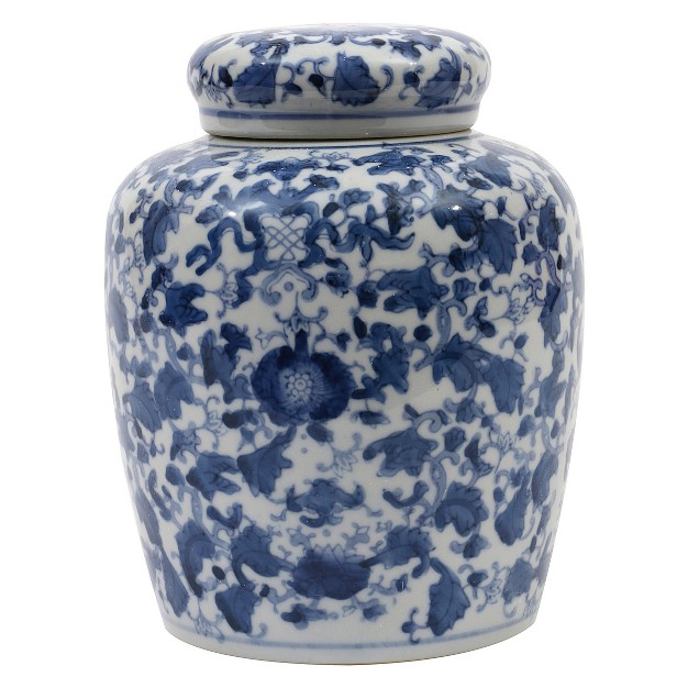 Decorative Ceramic Ginger Jar 8 25 quot Blue white Storied Home