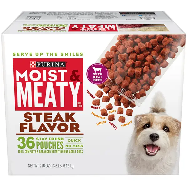 Purina Moist and Meaty Burger Steak Flavor Dog Food 36 Count