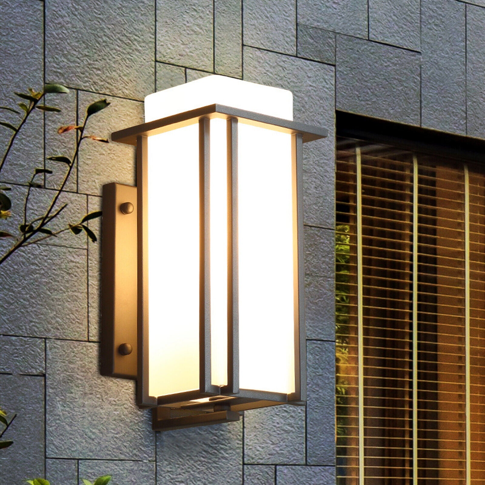 Modern LED Wall Light Waterproof Exterior Outdoor Porch Sconce Lamp Fixture Single Opening Design Glass Lampshade Antirust Treatment