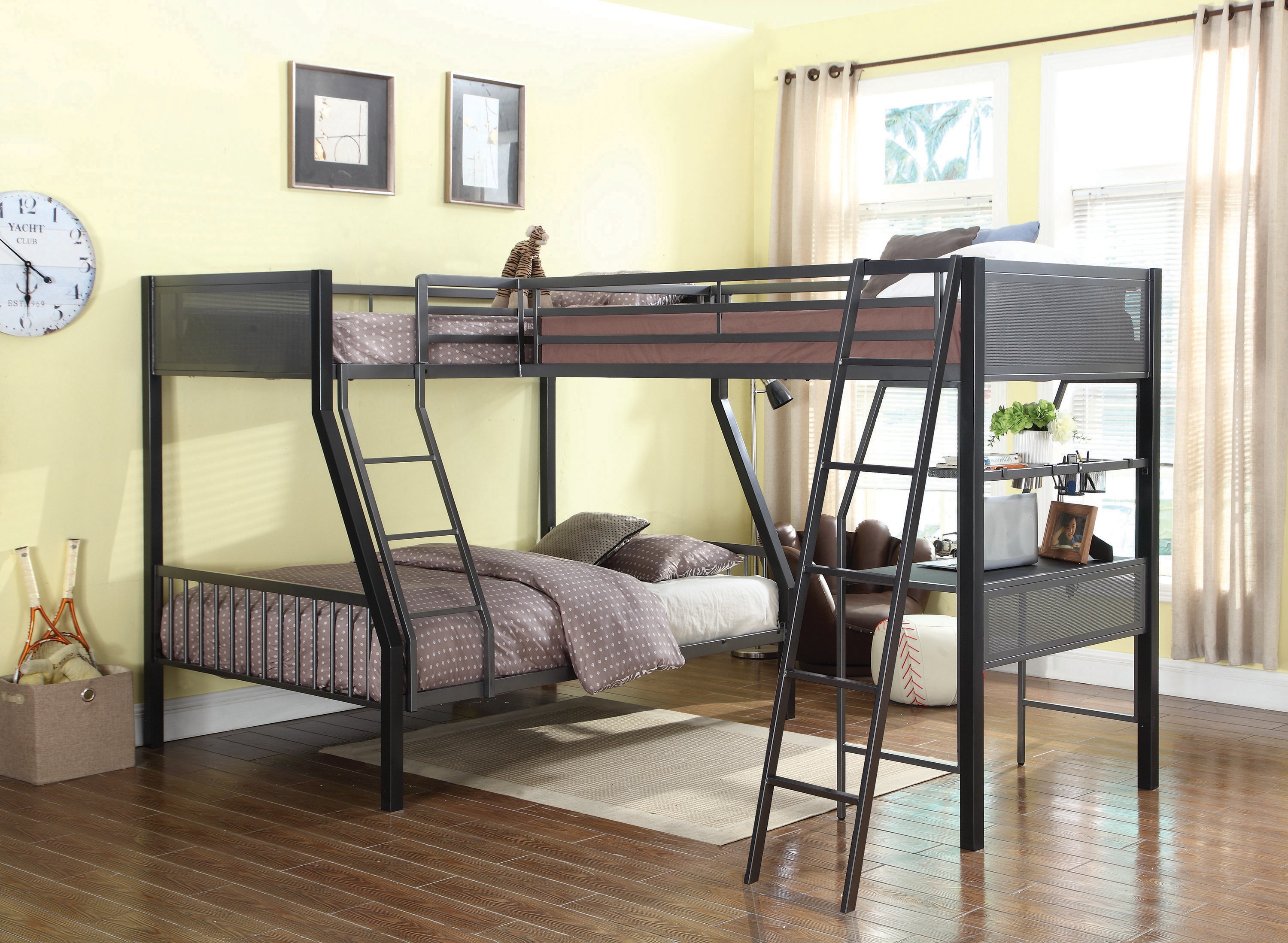 Meyers Twin Over Full Metal Bunk Bed Black And Gunmetal-460391