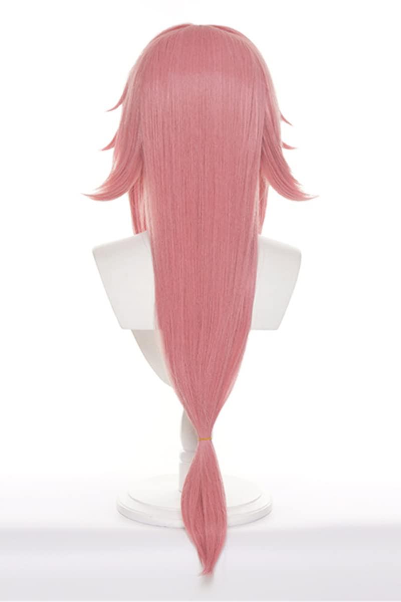 Light Pink Fluffy Ponytail With Bangs Wig For Cosplay Yae Miko Anime Halloween Costume Wig Light Pink -