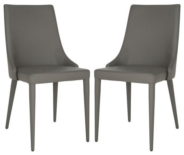 Maysa 19 quotH Leather Side Chair Gray   Midcentury   Dining Chairs   by V.S.D Furniture  Houzz