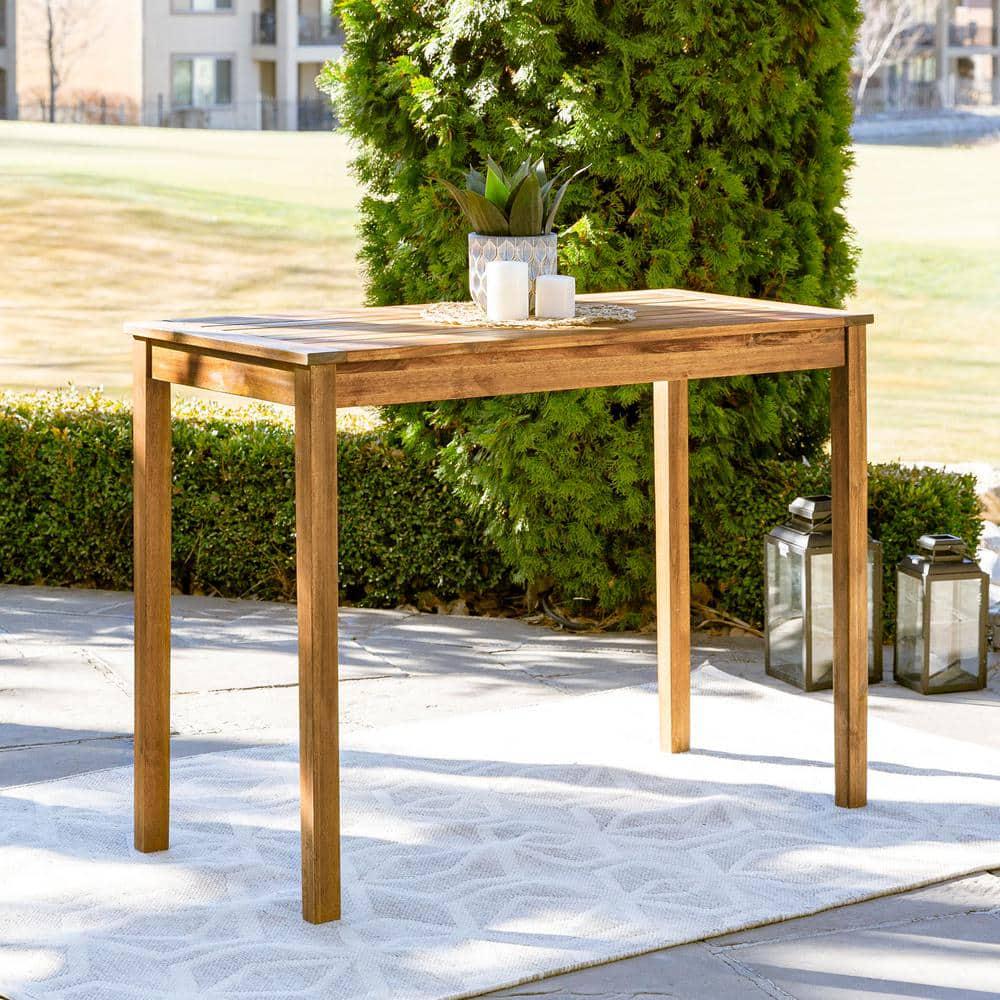 Welwick Designs Brown Rectangle Acacia Wood Counter Height Outdoor Patio Dining Table