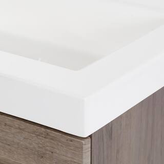 Domani Stella 24 in. W x 19 in. D Wall Hung Bath Vanity in White Washed Oak with Cultured Marble Vanity Top in White with Sink SL24P2-WO