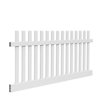 Barrette Outdoor Living Kettle Straight 4 ft. H x 8 ft. W White Vinyl Un-Assembled Fence Panel 73011897