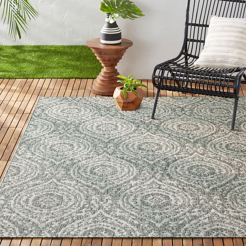 Nicole Miller New York Patio Country Zoe Moroccan Damask Indoor Outdoor Area Rug