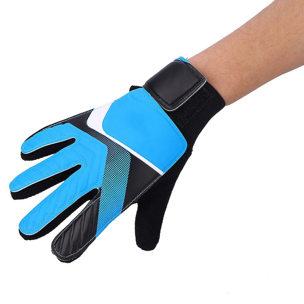 Kids Children Goalkeeper Glove Non Slip Latex Soccer Finger Gloves(blue S)