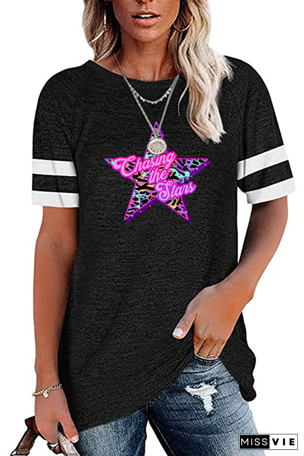 Chasing the Stars Print Graphic Tee Wholesale