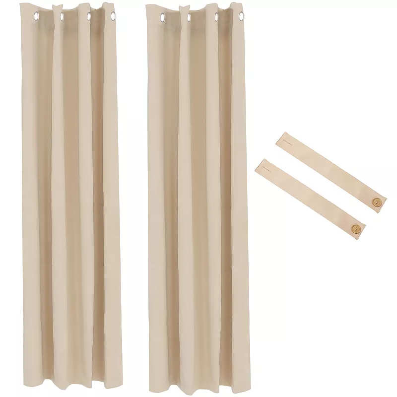 Sunnydaze Room Darkening Curtain Panel - Beige - 52 in x 84 in - Set of 2