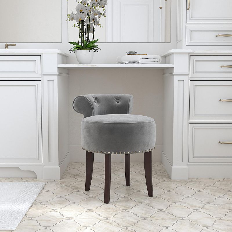 Hillsdale Furniture Lena Wood and Upholstered Vanity Stool