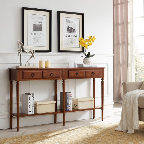 Double Hall Console/Sofa Table with Display Shelf