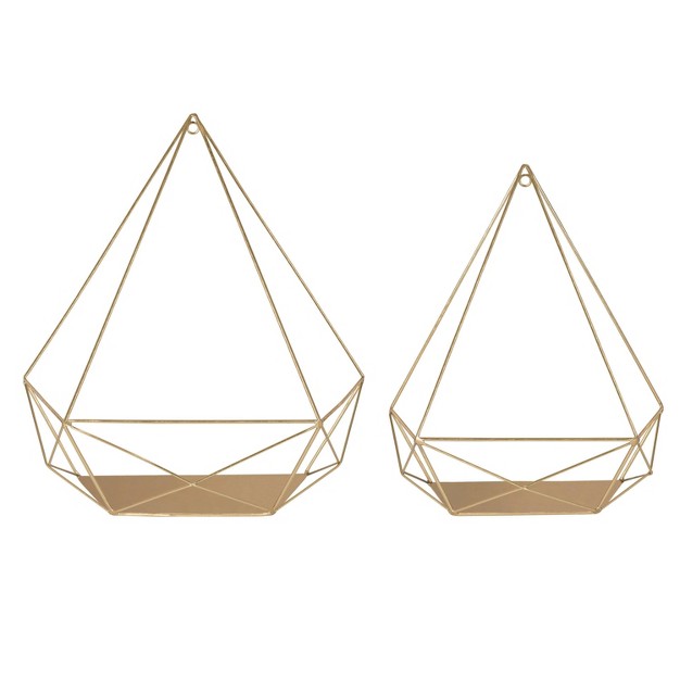 2pc Prouv Diamond Shaped Shelf Set Gold Kate amp Laurel All Things Decor