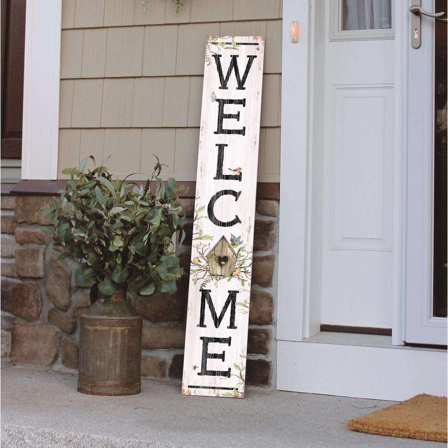 My Word! Multicolored Wood 46.5 in. H Welcome Birdhouse Porch Sign