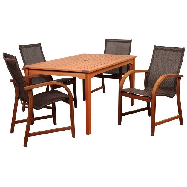 Bahamas 5pc Patio Eucalyptus Wood Dining Set International Home Miami