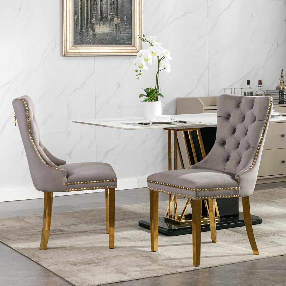 Modern Gray Wing Back Dining Chair Velvet Barstools Lounge Chair