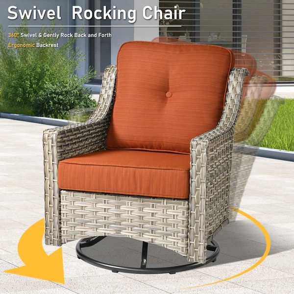 HOOOWOOO 9piece Patio Wicker Furniture Conversation Set with Swivel Chair and Loveseat Sofa