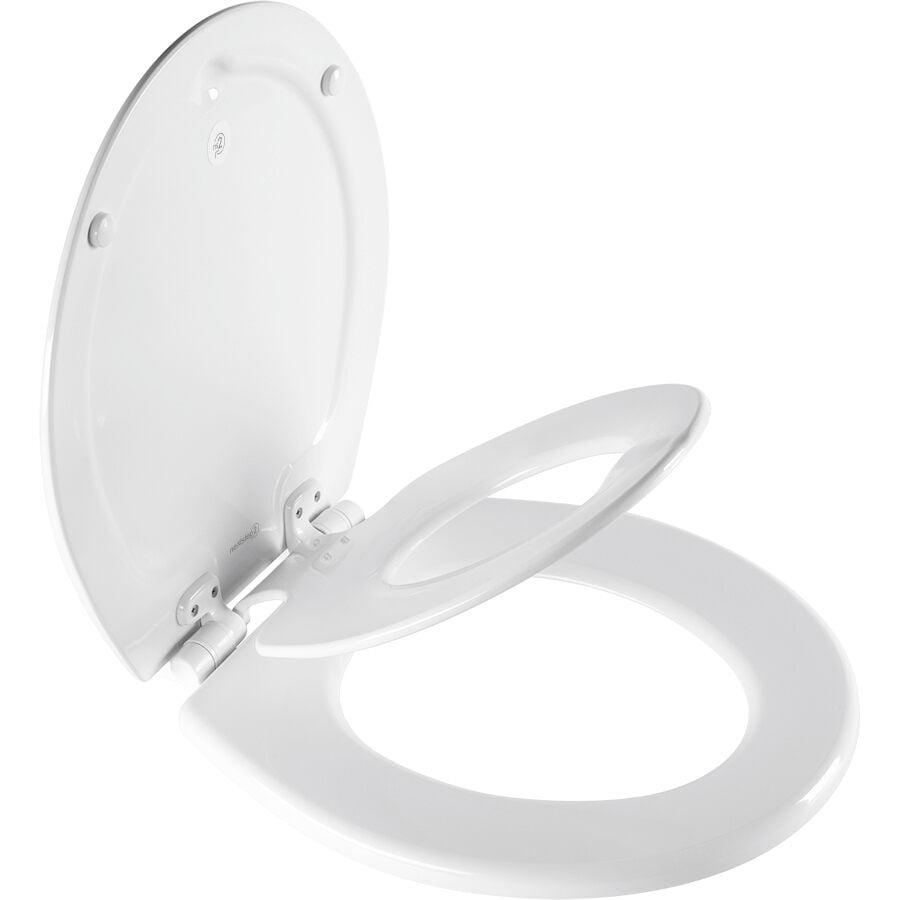 Mayfair NextStep2 Child/Adult Round Toilet Seat in White with STA-TITE Seat Fastening System ， Easya cClean ， Whispera cClose and Precision Seat Fit Adjustable Hinge