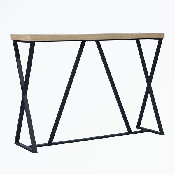 Wood Rectangle Console Table with Metal Frame