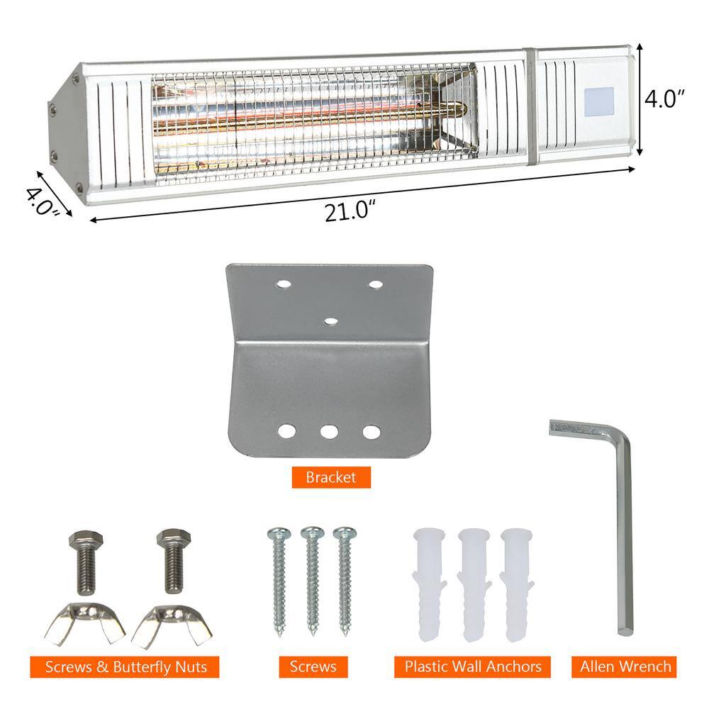 Costway 1500-Watt Electric Infrared Patio Space Heater with Remote Control and 24H Timer EP24694US