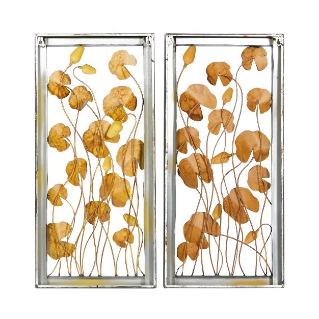 Metal Floral Wall Decor With Black Frame Set Of 2 Olivia amp May